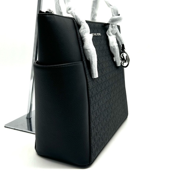 Michael Kors Large Charlotte TZ Tote Bag Black Signature - Picture 4 of 10